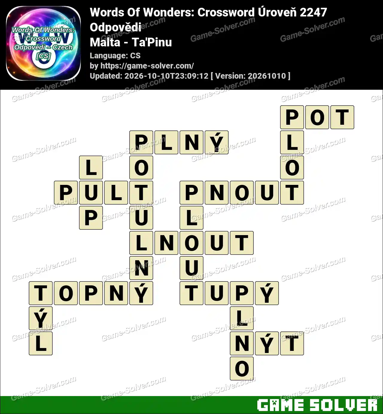 Words Of Wonders: Crossword Úroveň 2247 Odpovědi – Malta – Ta’Pinu